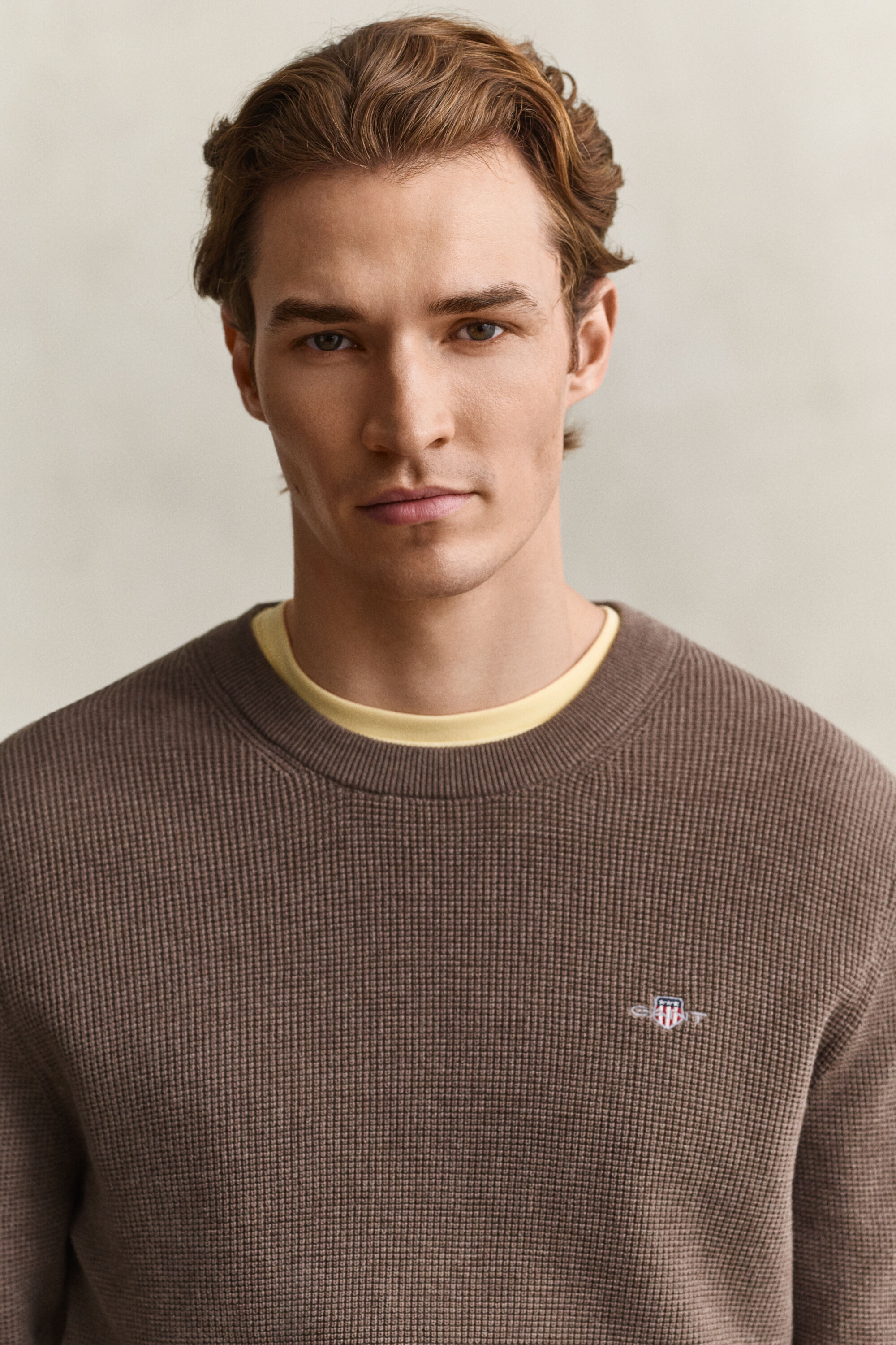 Katoenen Textured sweater met ronde hals