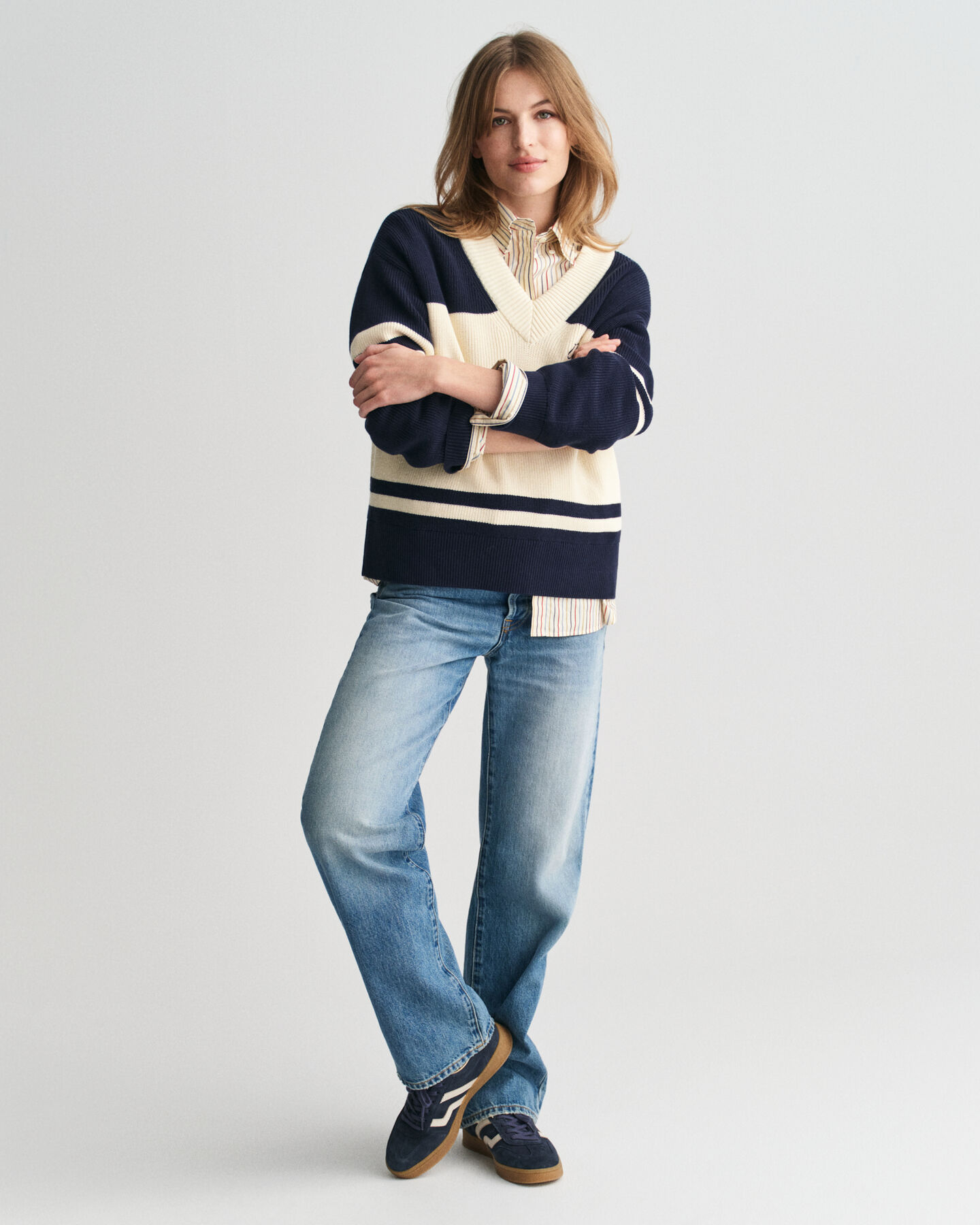 GANT Varsity sweater met V-hals van katoen
