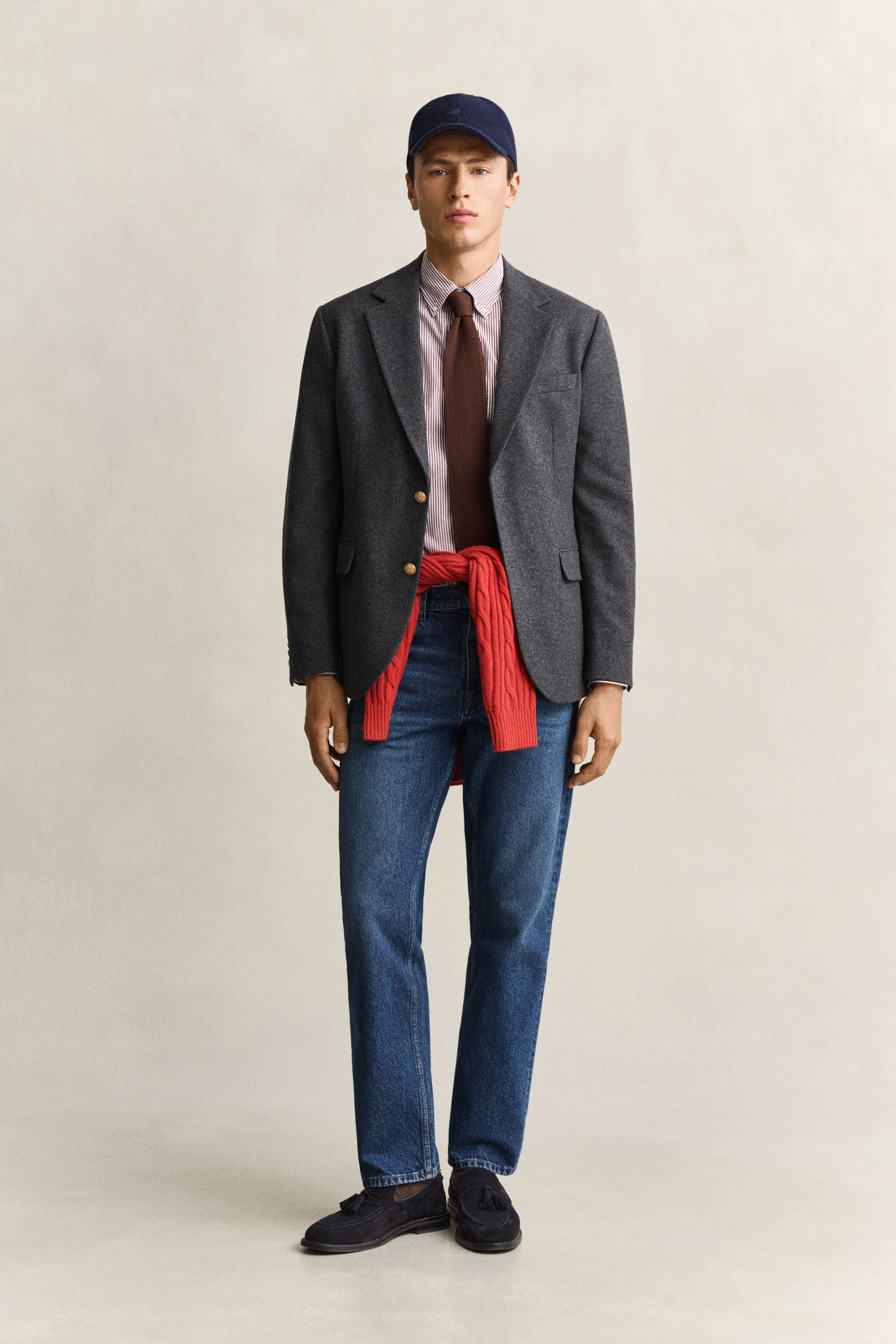 Club blazer van wollen flanel