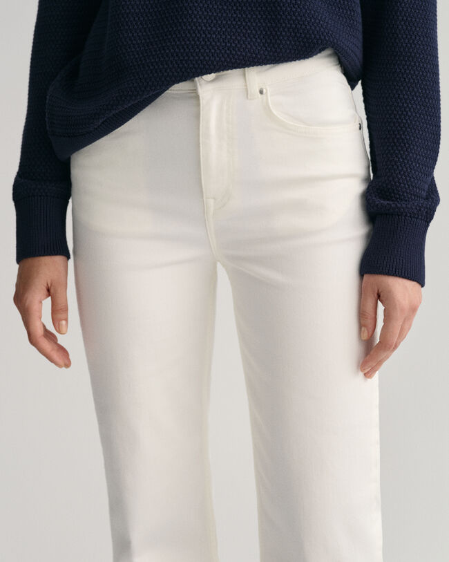 Cropped Color jeans met wijde pijpen