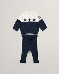 Baby gebreide set met sterren- en G-print