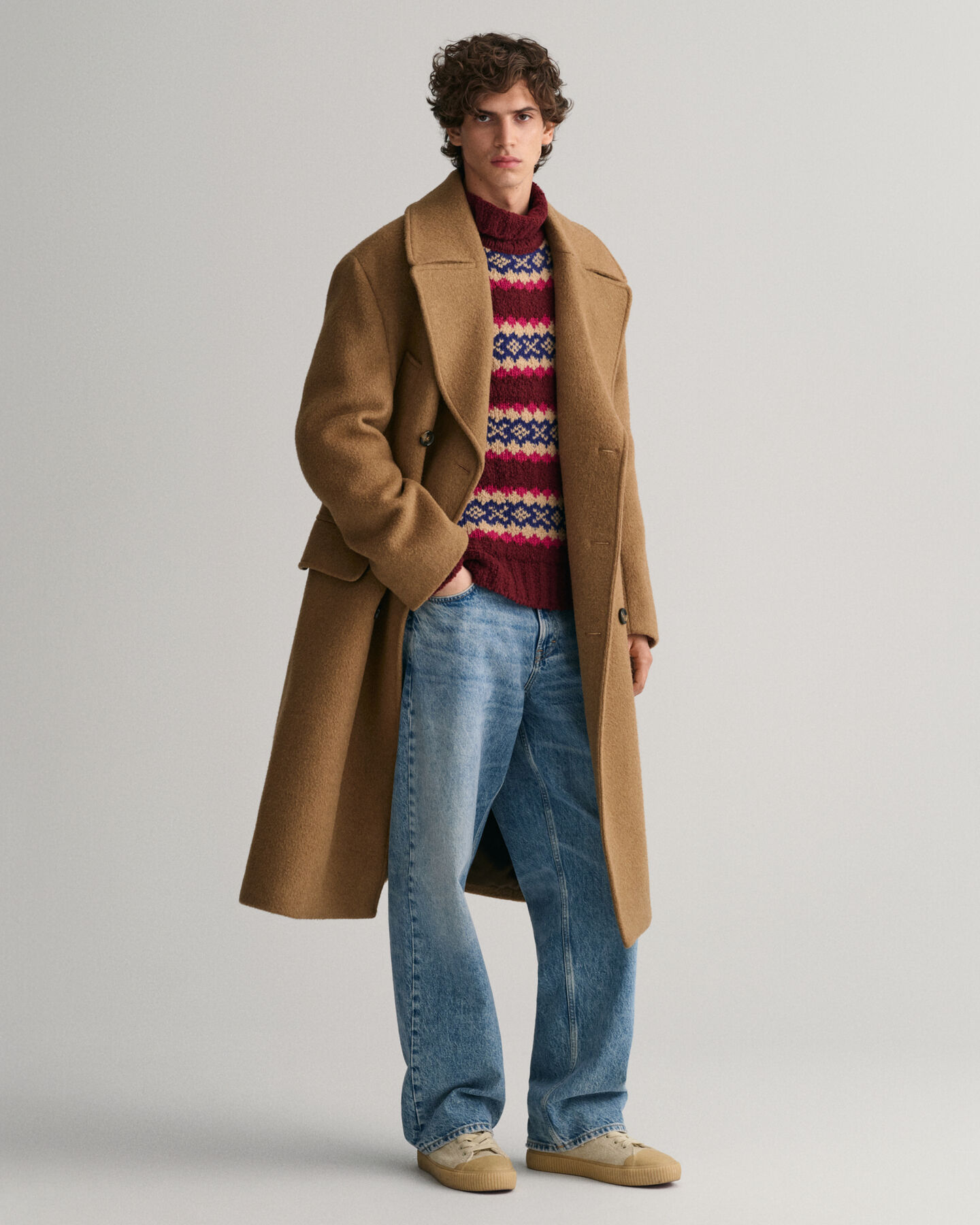 Fair Isle trui met trechterhals