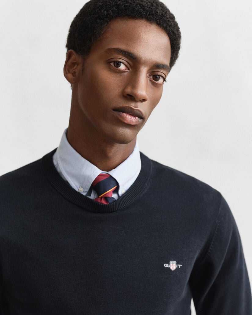 Klassieke katoenen trui met ronde hals