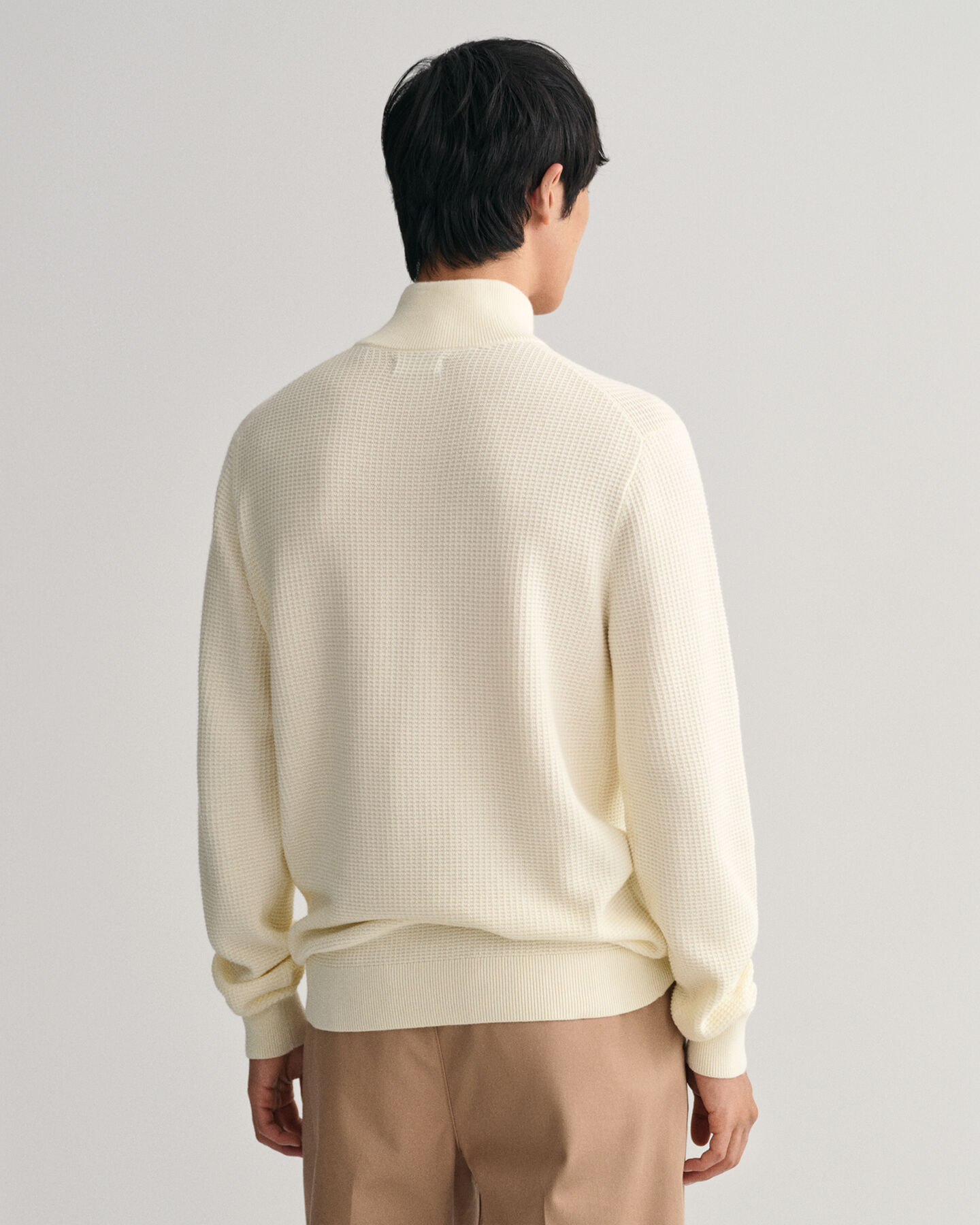 Katoenen Textured sweater met korte rits