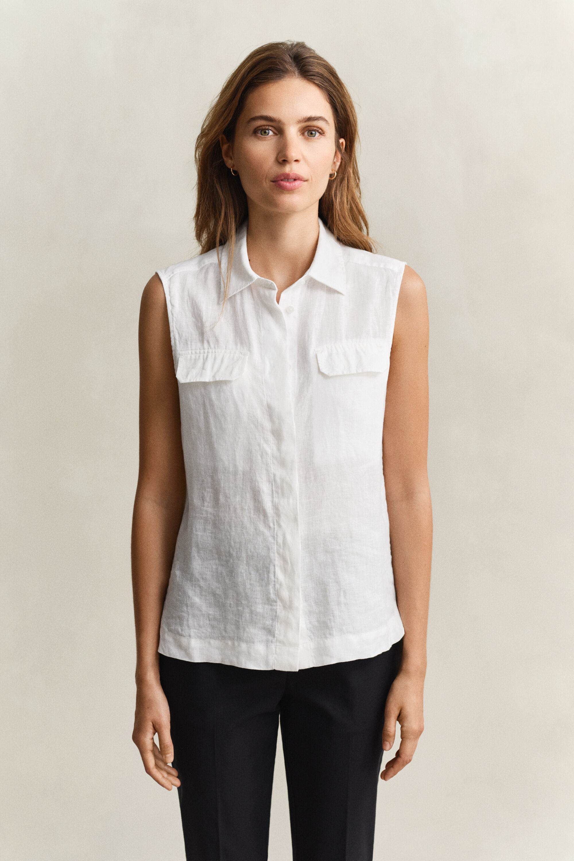 Mouwloze linnen blouse
