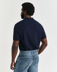 Textured poloshirt van katoen