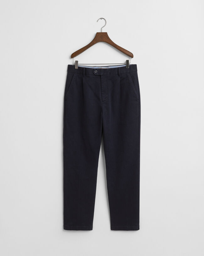 Slim Fit taps toelopende broek van katoenkeper