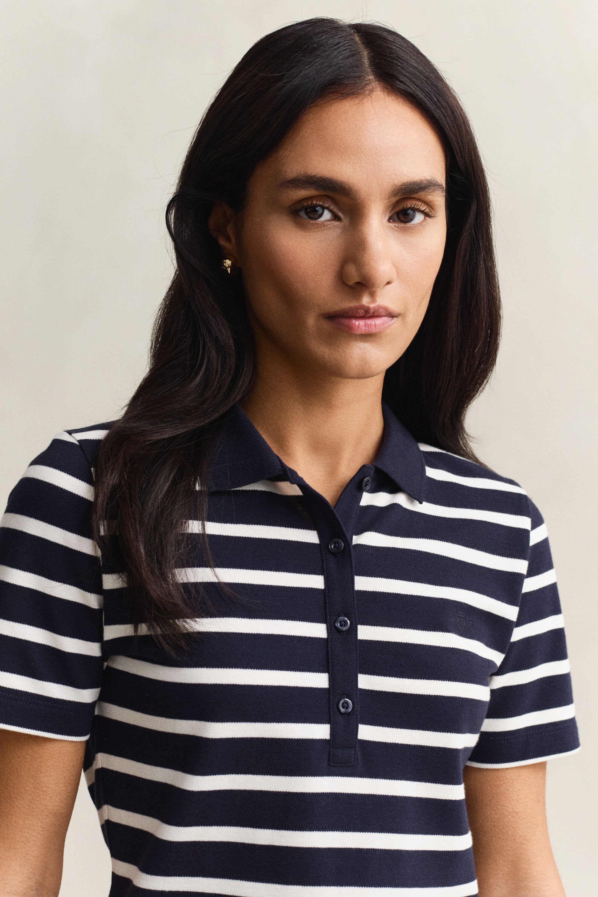 Gestreept piqué poloshirt