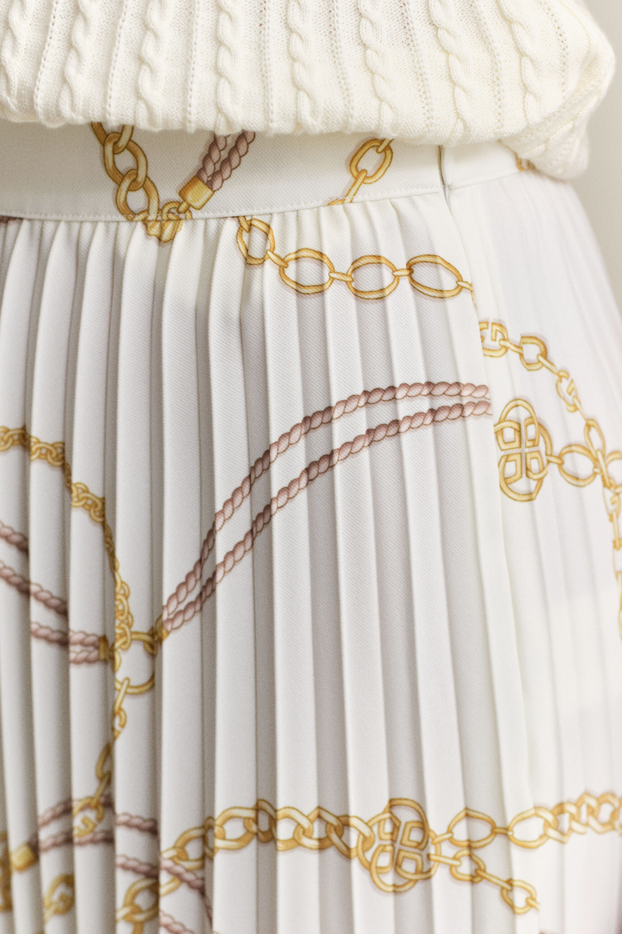 Halflange plooirok met print