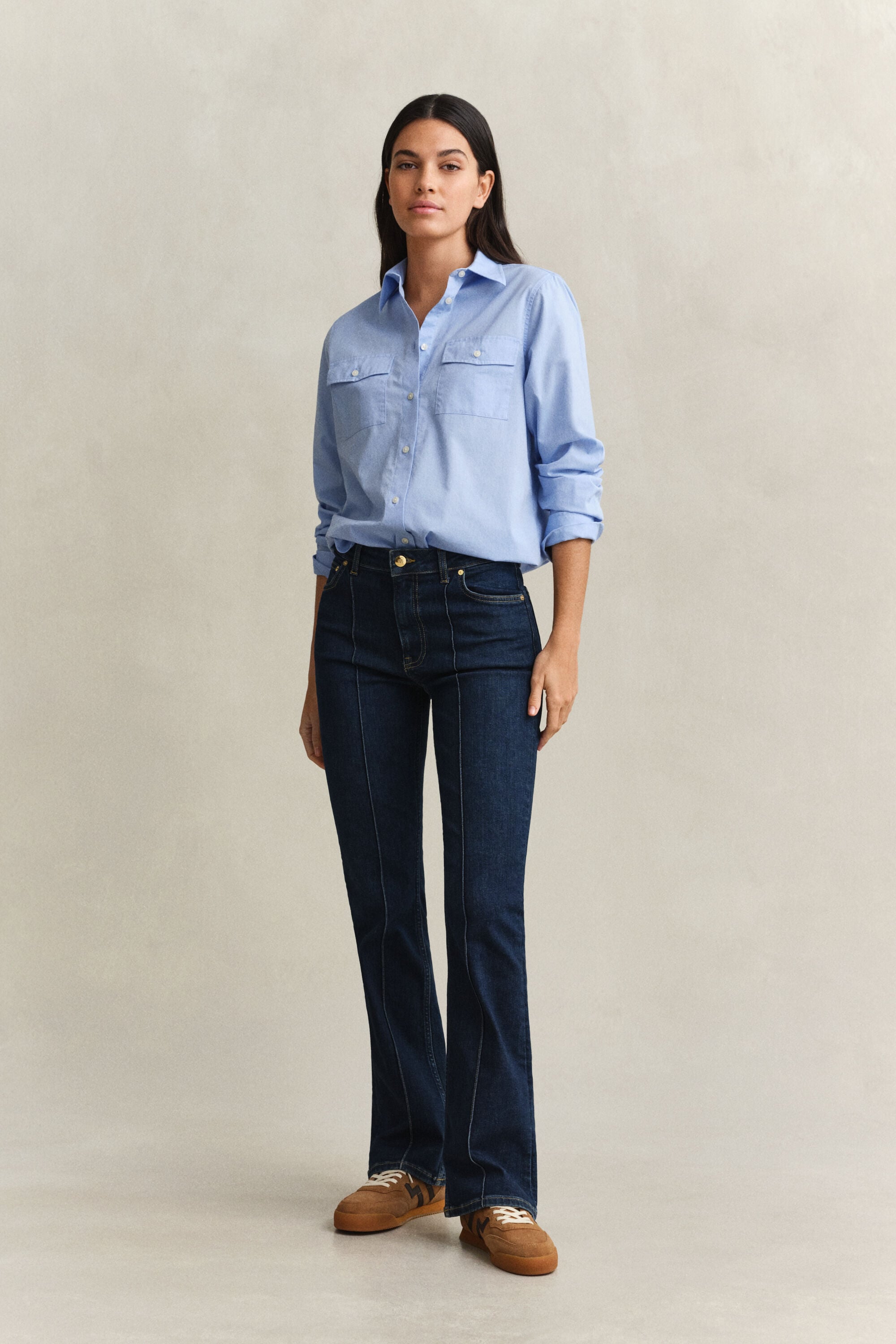 Slim Flared jeans met paspelnaden