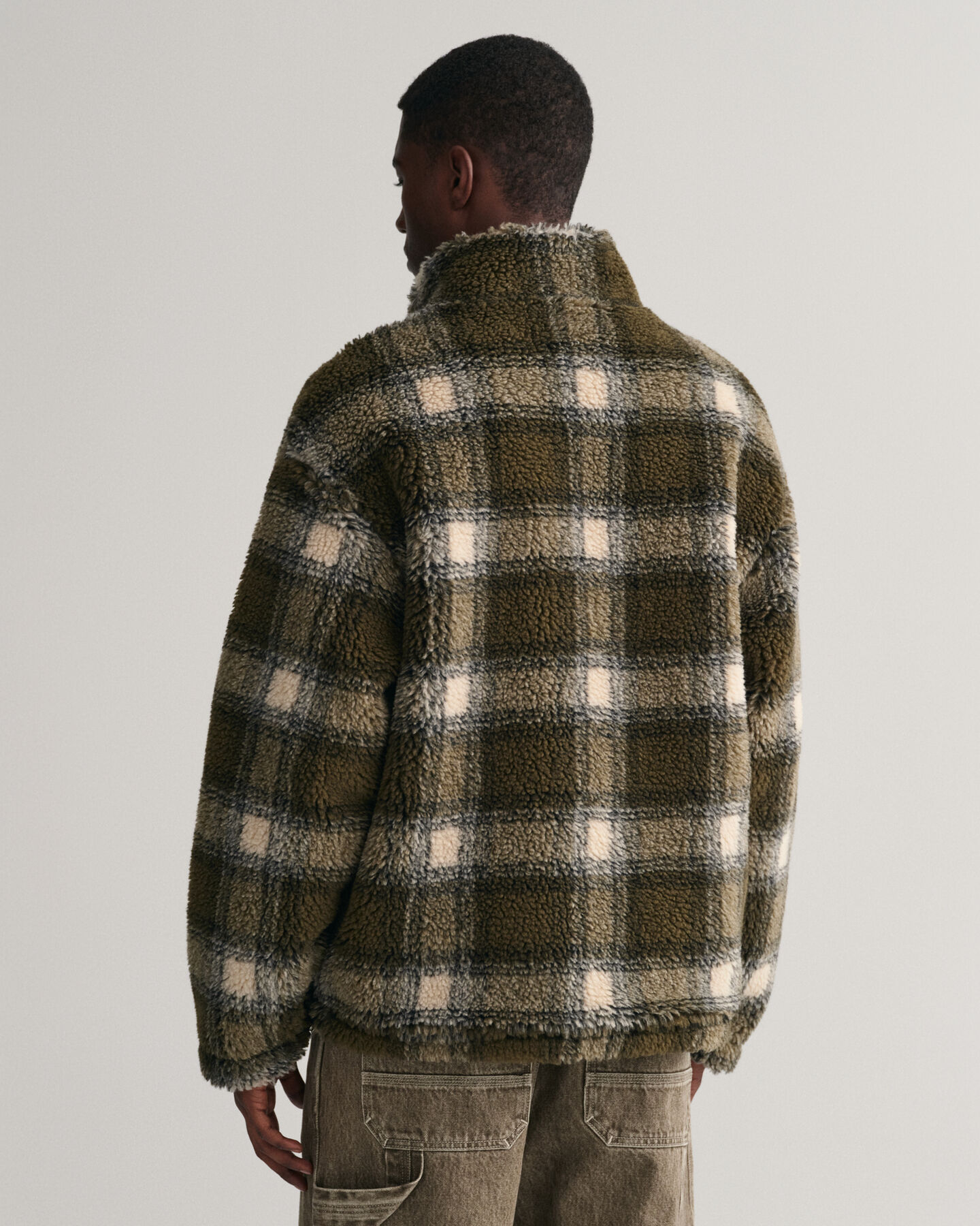 Geruit fleecejack met rits