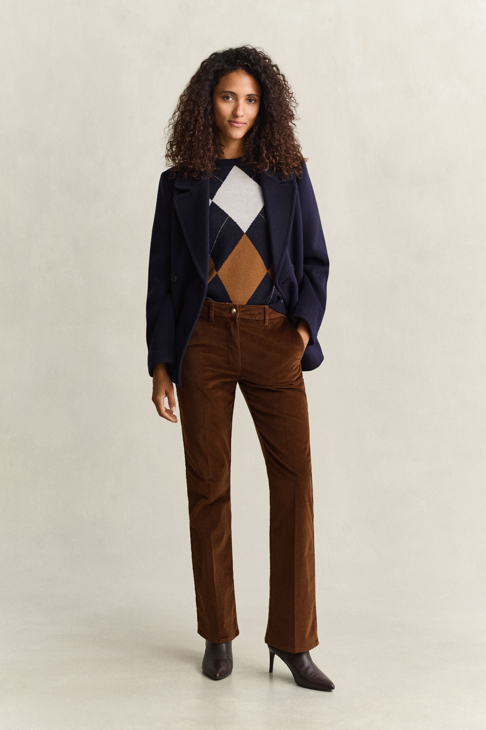 Fluwelen broek met wijduitlopende pijpen