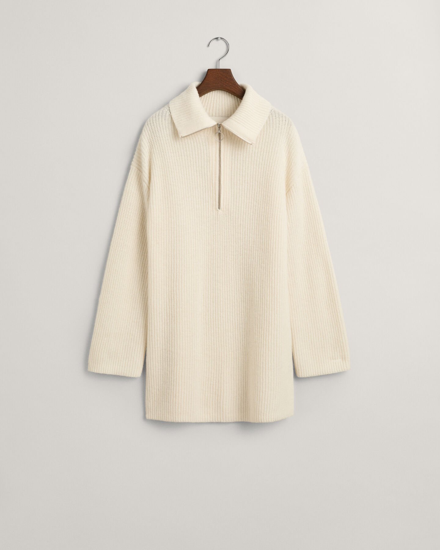 Trui met korte rits van geribde wol