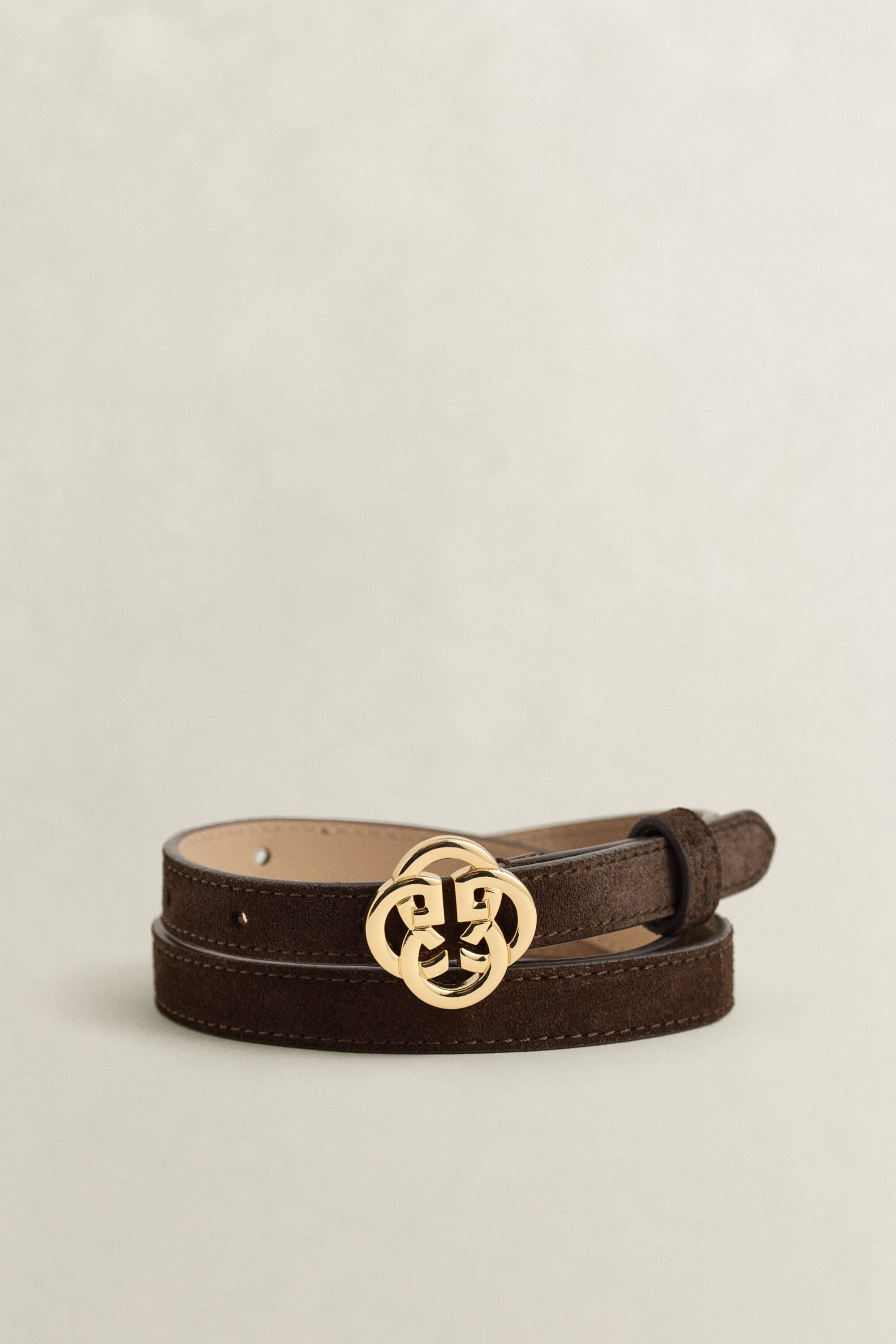 Suède riem met monogram