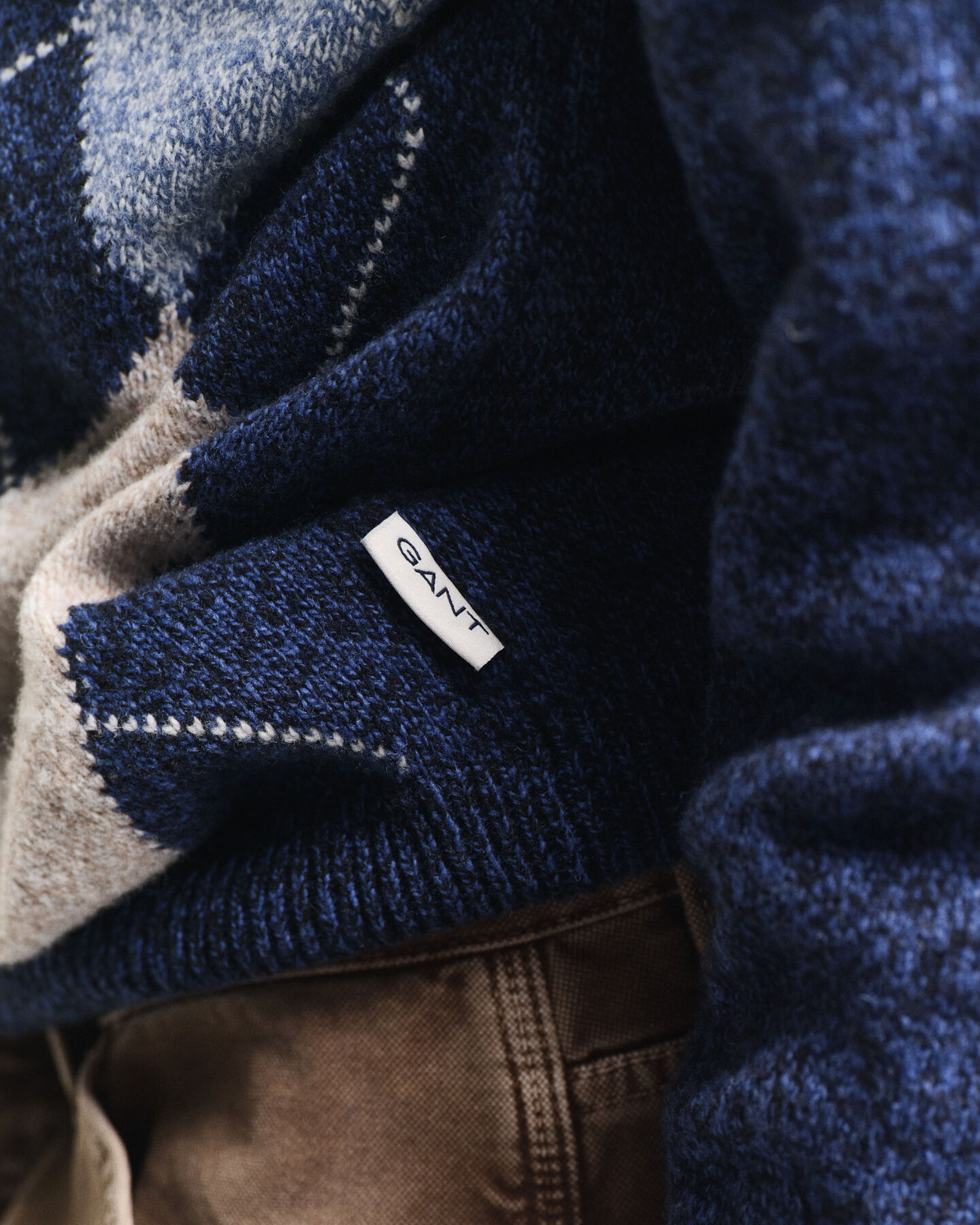 Argyle trui met ronde hals