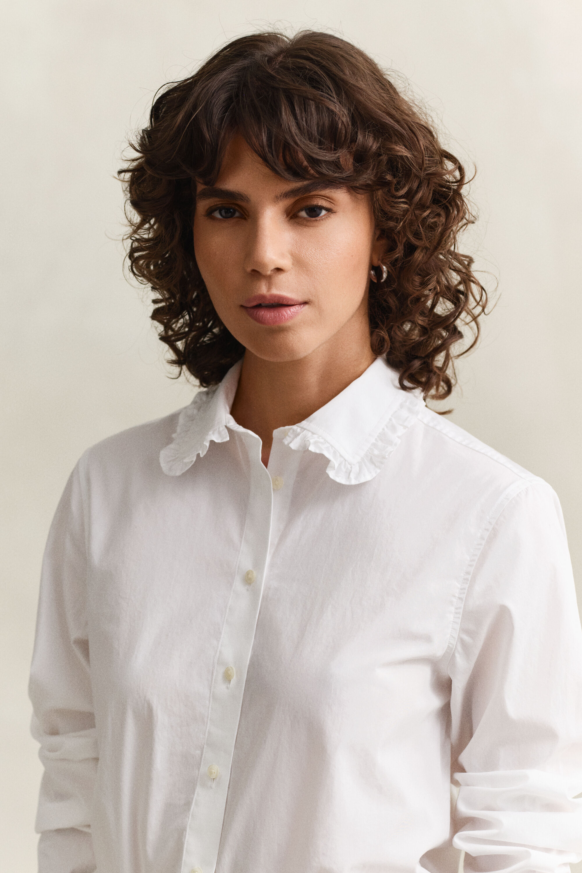 Katoenen overoverhemd met ruches