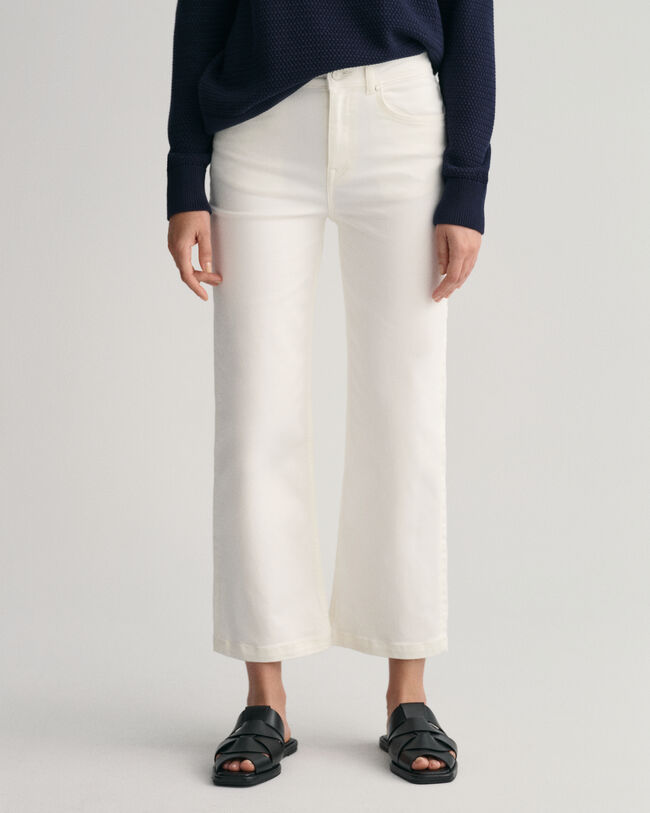 Cropped Color jeans met wijde pijpen