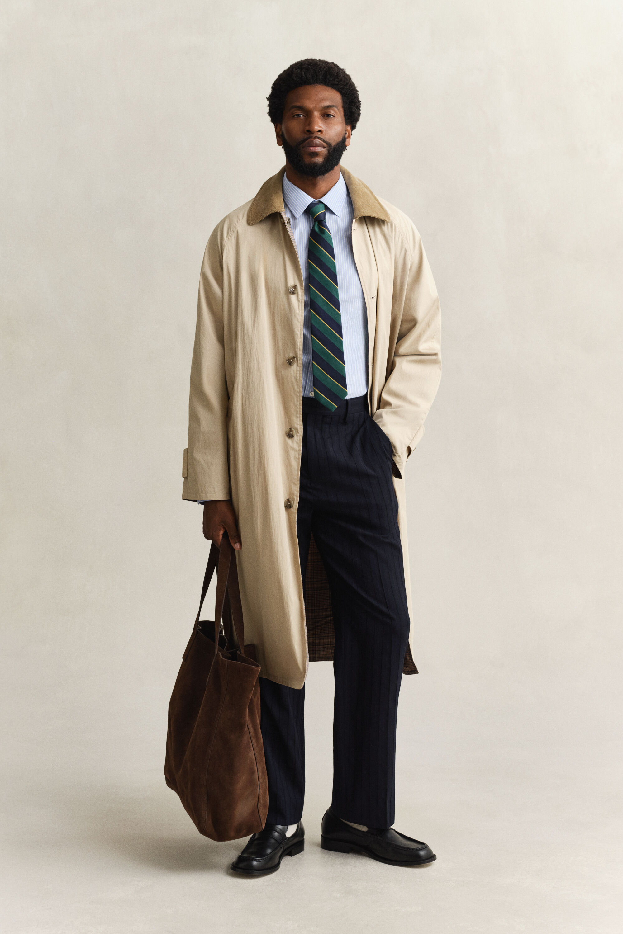 Gestreept overoverhemd van stretchpoplin