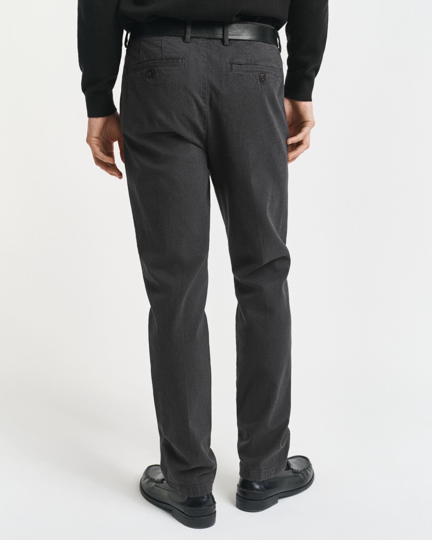 Slim Fit katoenen broek met visgraatmotief