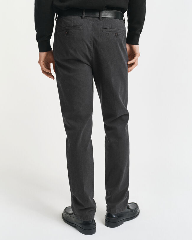 Slim Fit katoenen broek met visgraatmotief