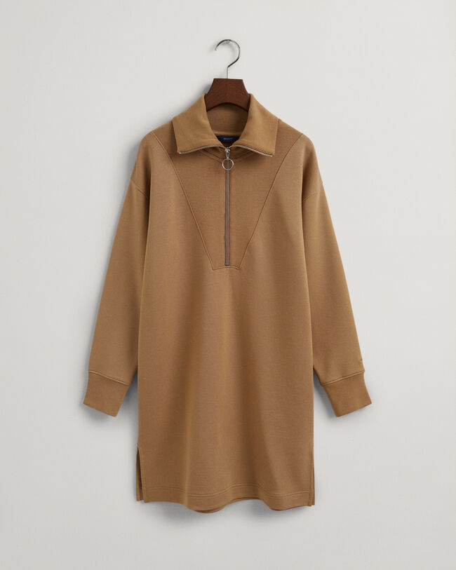 Jurk van sweatstof met korte ritssluiting