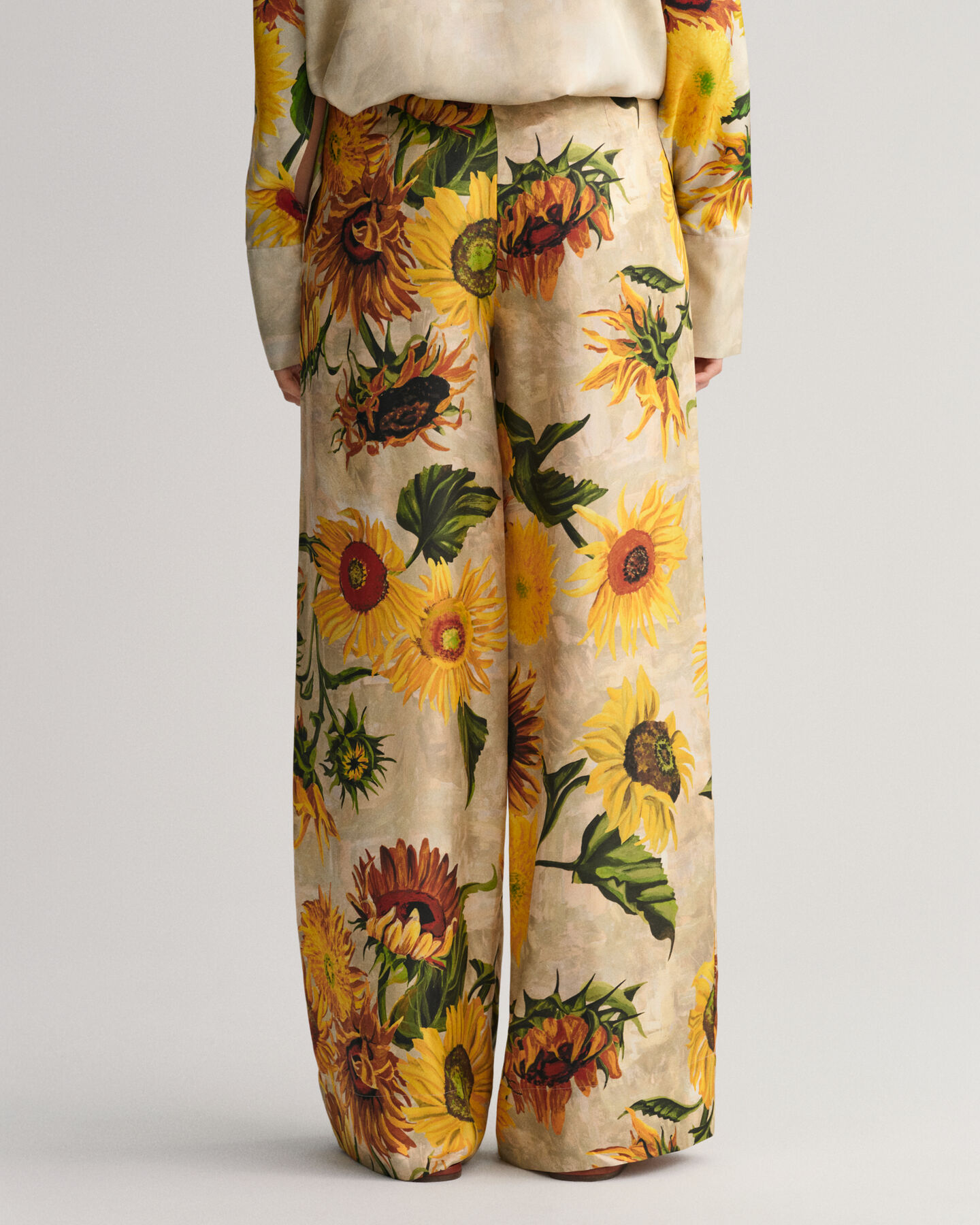 Sunflower-print broek met wijde pijpen van zijde