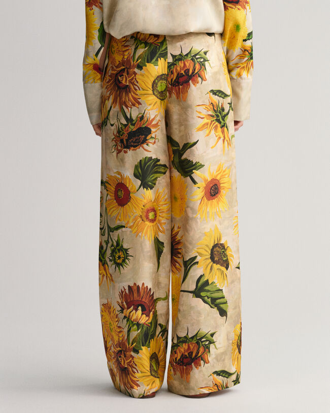 Sunflower-print broek met wijde pijpen van zijde