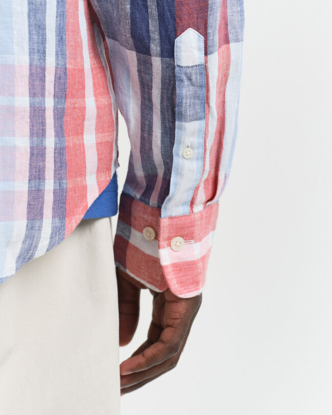 Regular Fit linnen overhemd met madrasruit