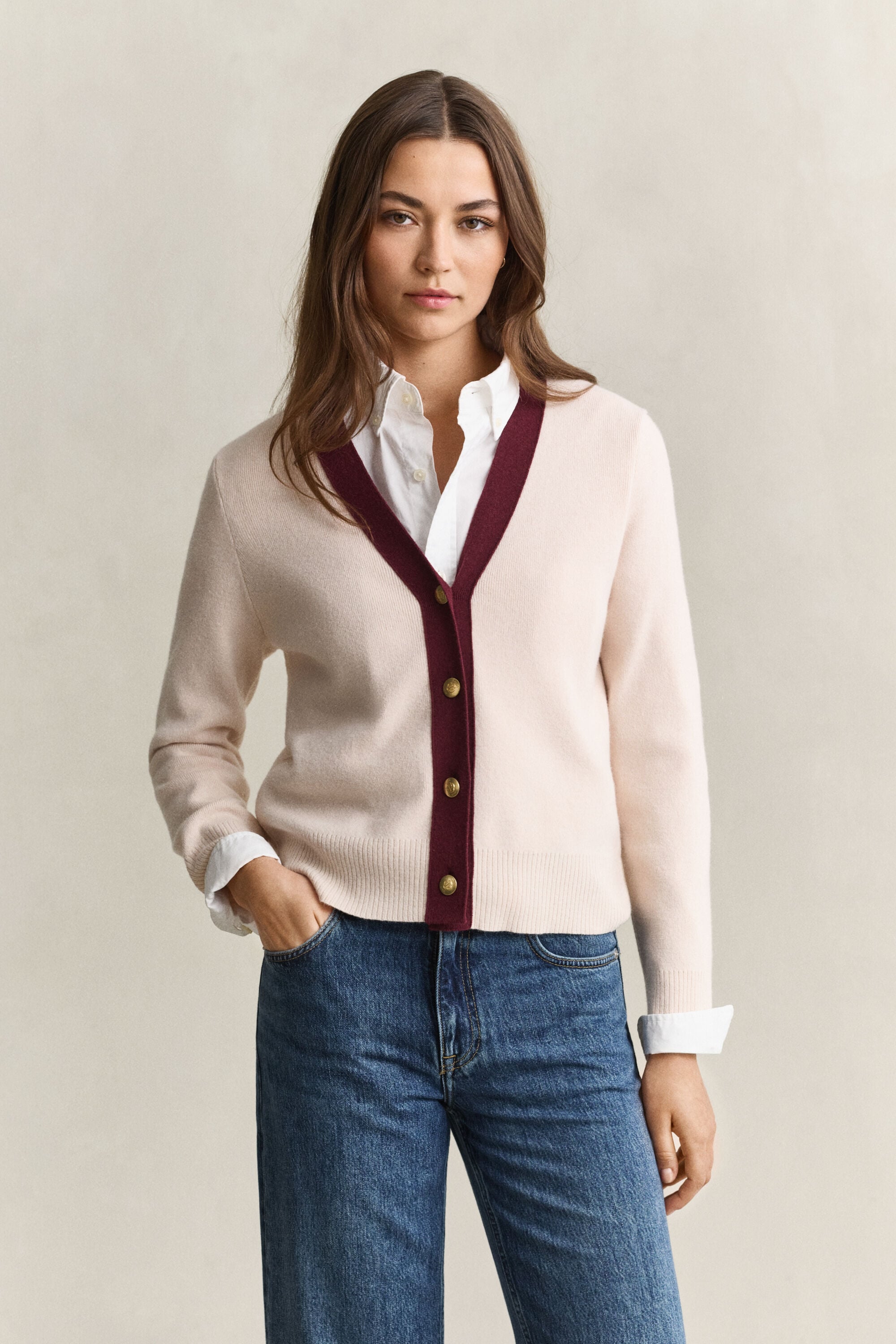 Vest met contrasterende details