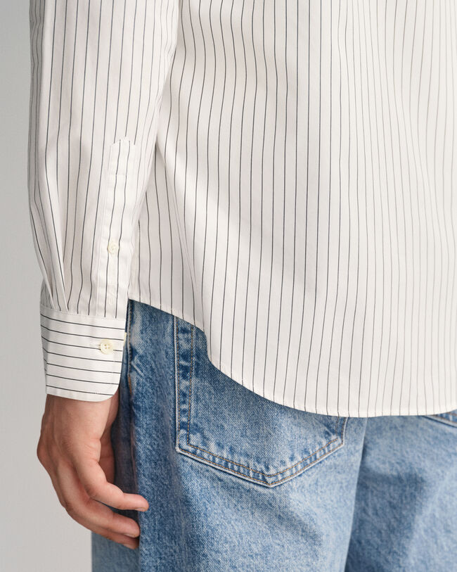 Slim Fit net overhemd met krijtstreep