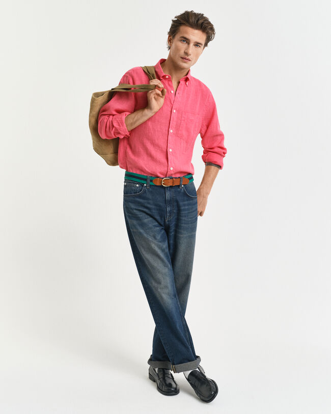 Regular Fit speciaal geverfd linnen overhemd