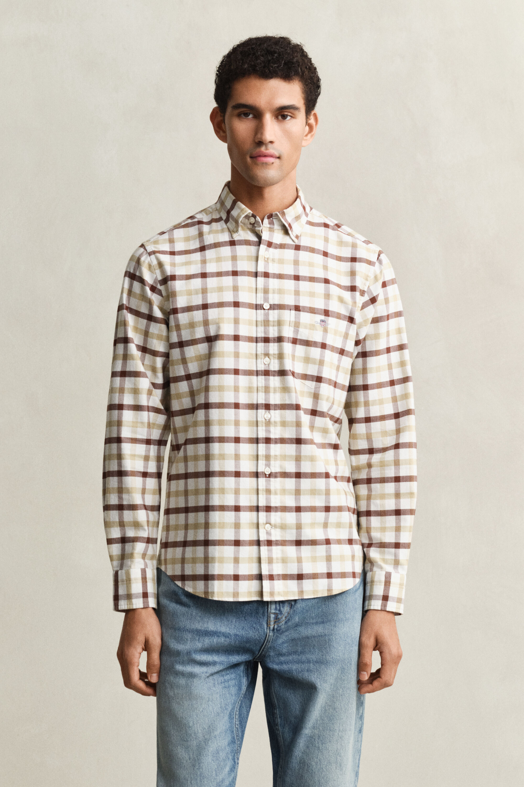 Regular Fit geruit Oxford-overhemd