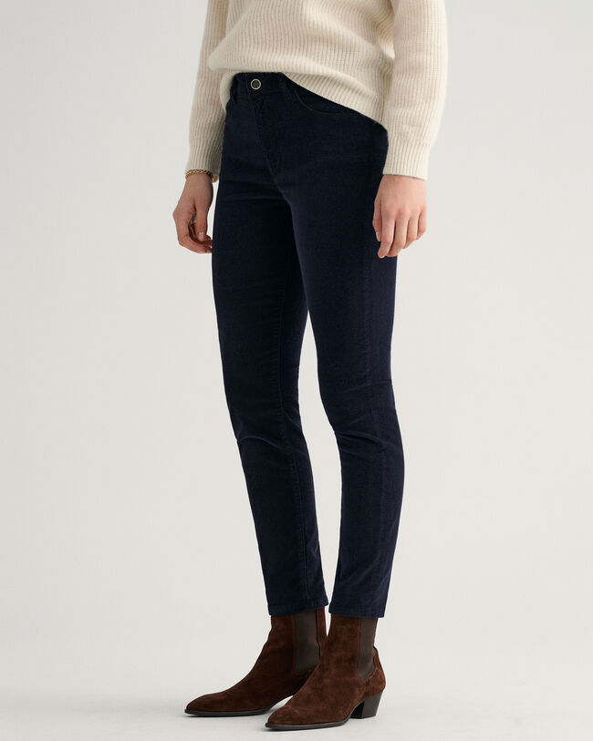 Farla Slim Fit cropped jeans van corduroy