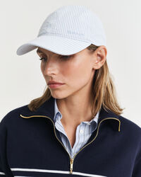 Gestreepte Seersucker pet