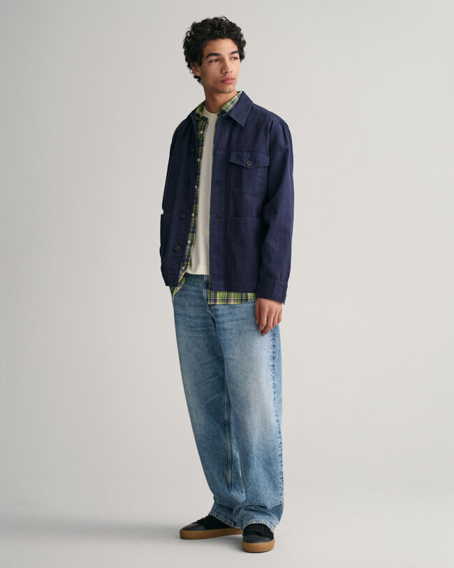 Regular Fit popeline overhemd met middelgroot ruitpatroon