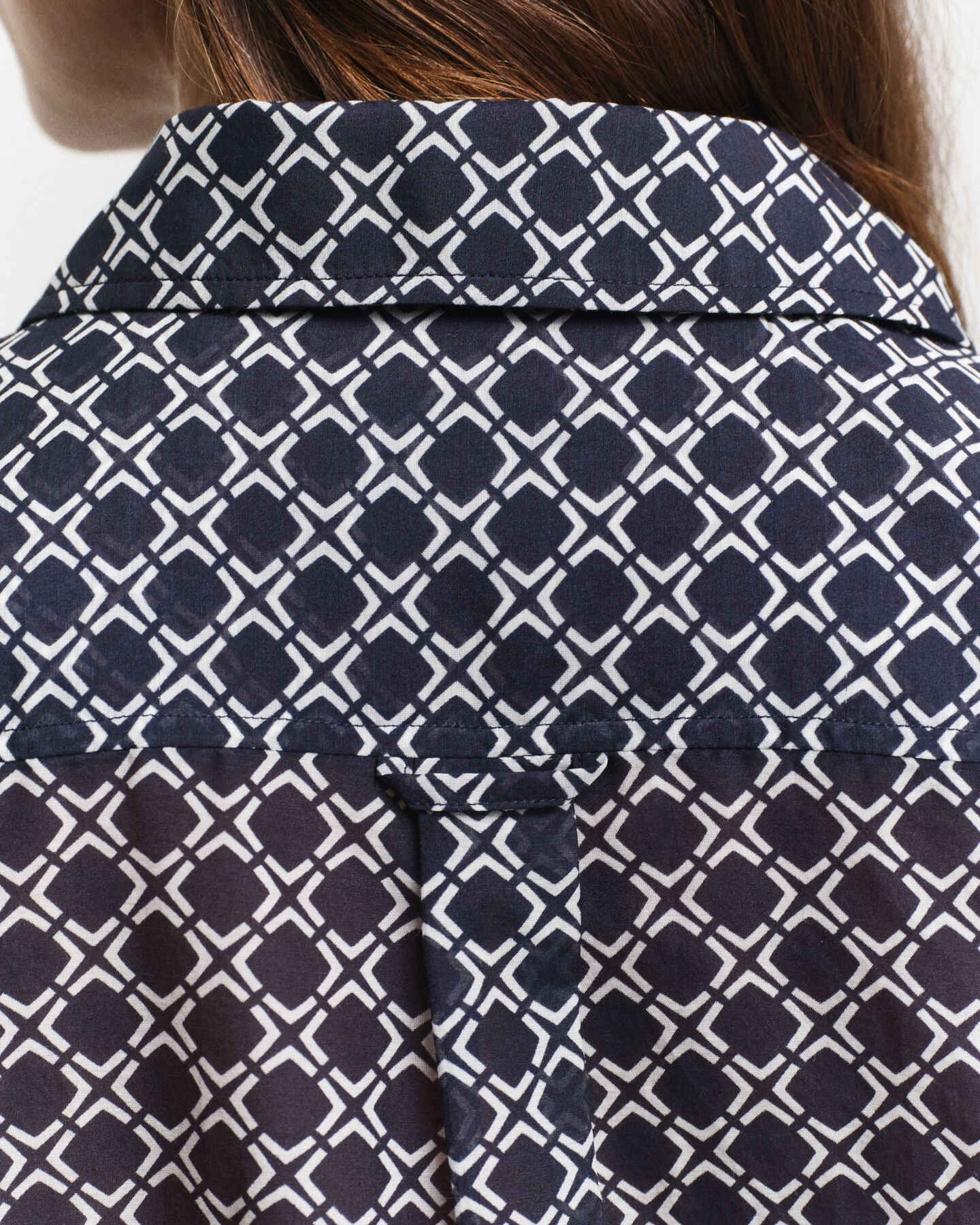 Relaxed Fit overhemd met geometrische print van katoen en zijde