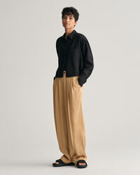 Relaxed Fit cropped blouse van linnen