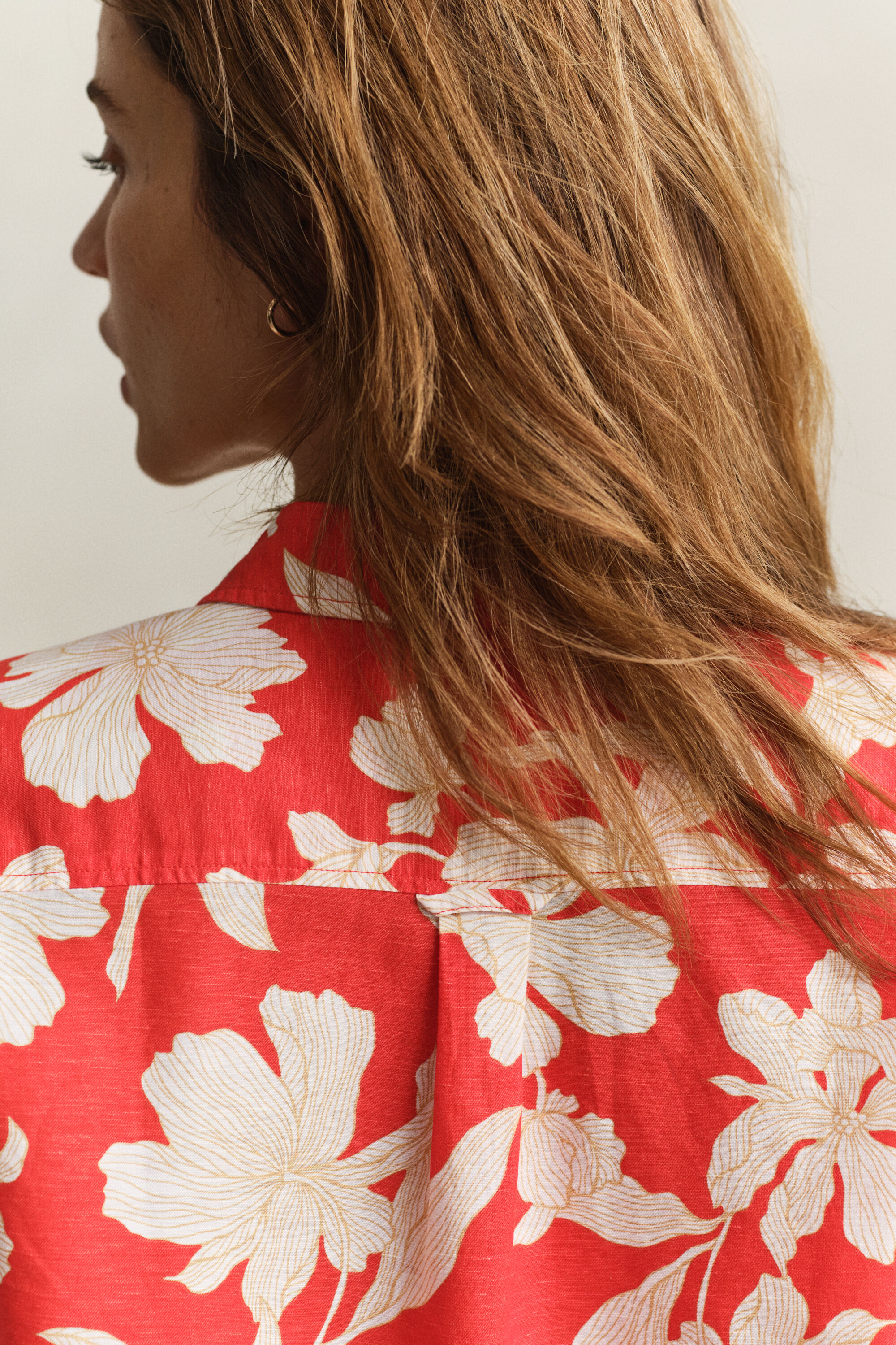 Gebloemd linnen overoverhemd