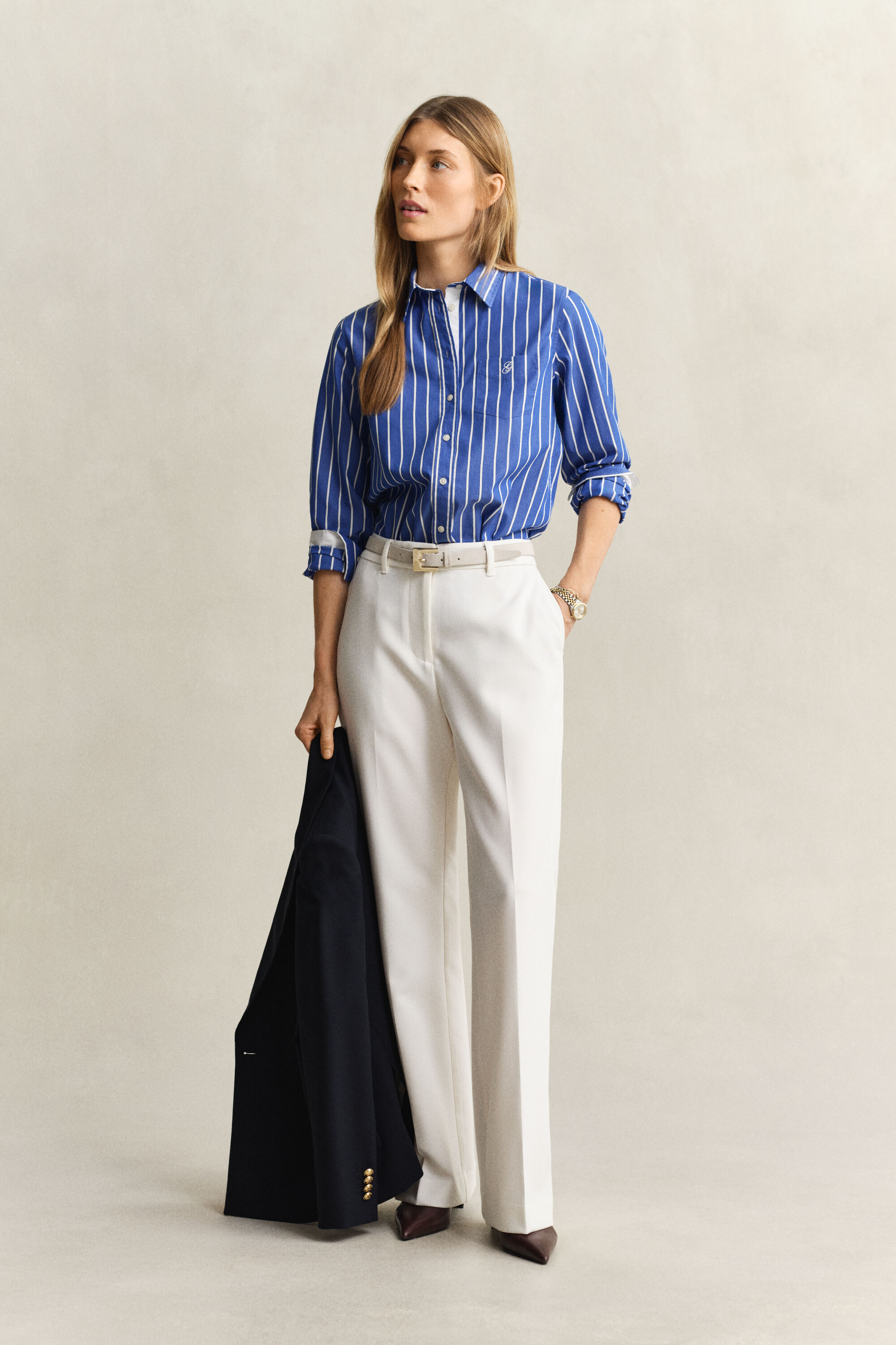 Regular Fit Classic overoverhemd met strepen van poplin