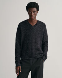 Trui met V-hals van glanzende alpacawol