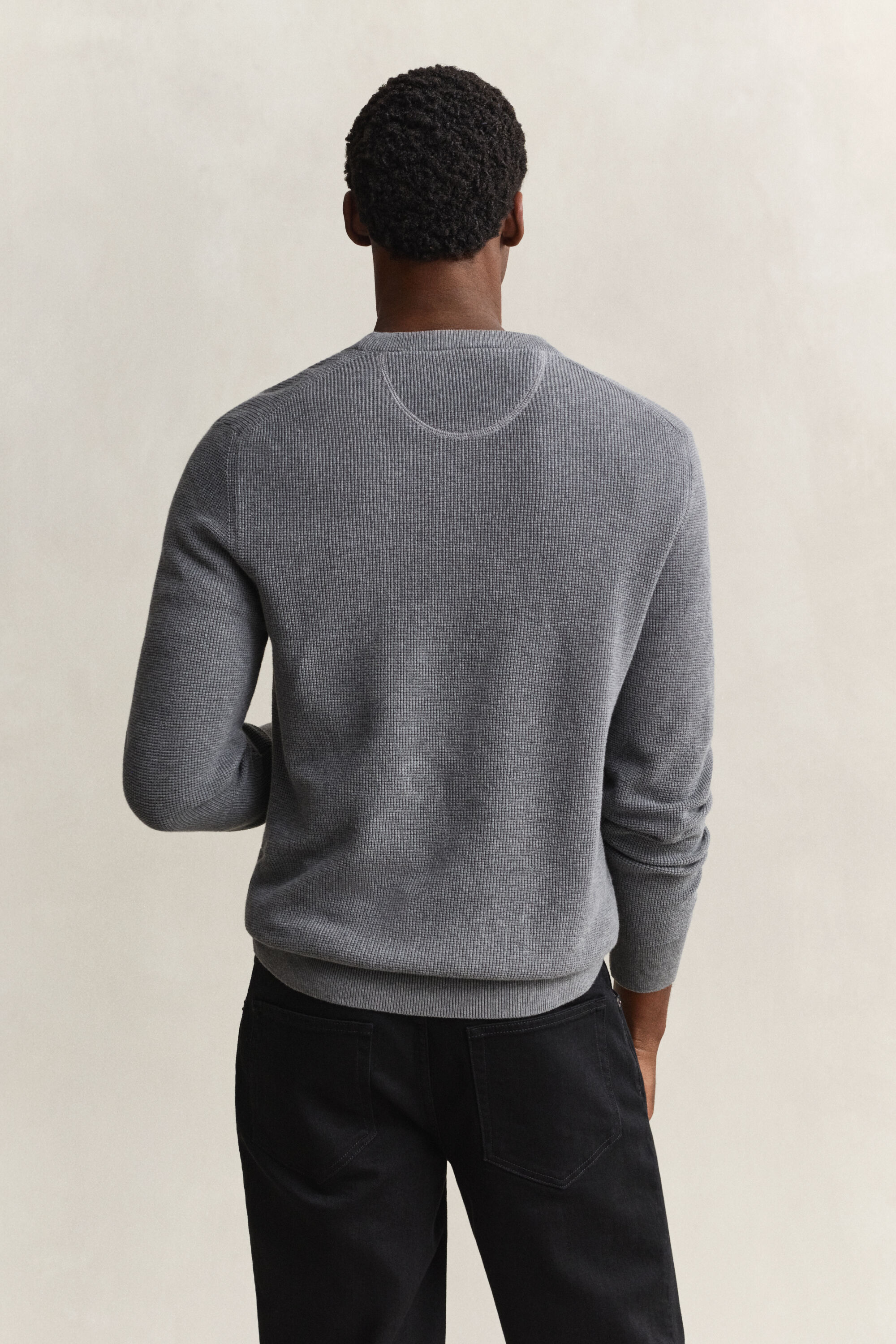 Katoenen Textured sweater met ronde hals