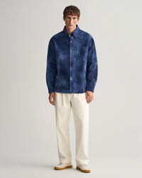 Oversized indigo overhemd van suède