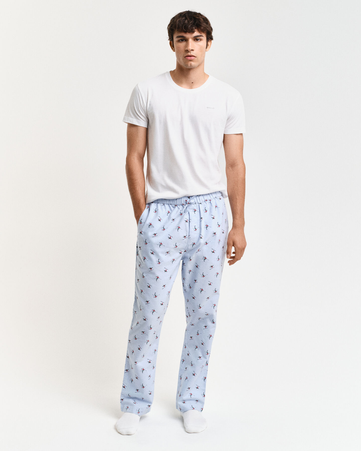 Oxford pyjamabroek met skiprint