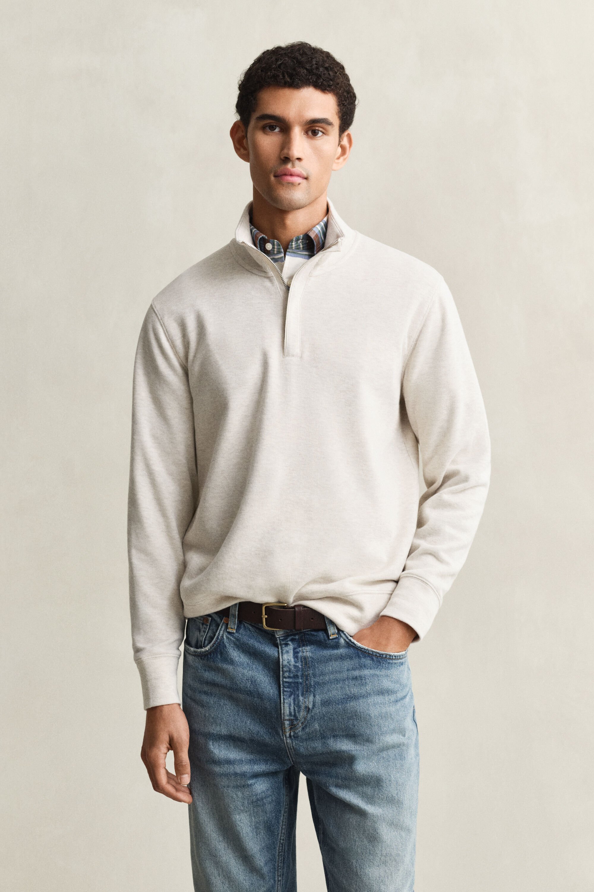 Sacker Rib sweatshirt met korte rits