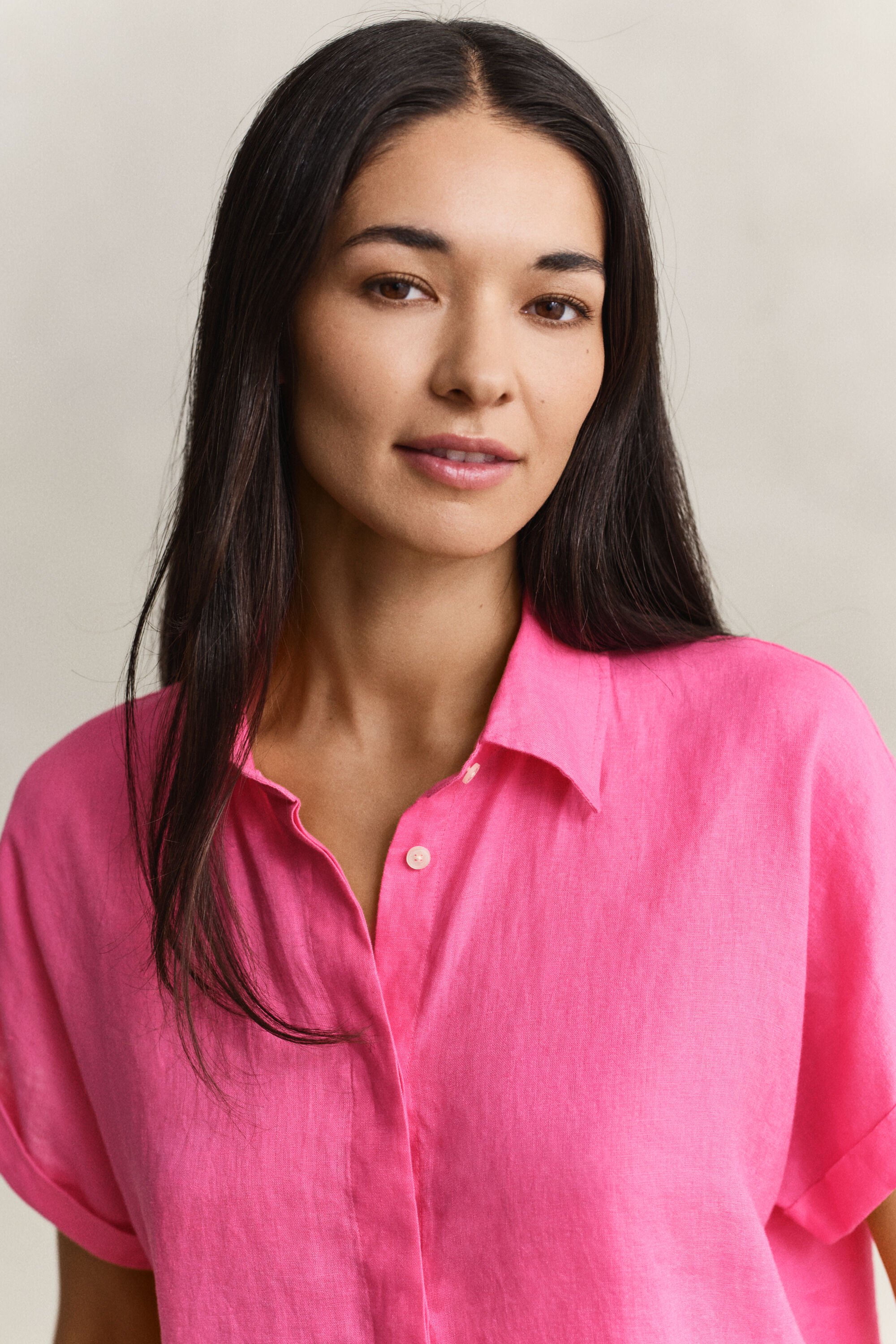 Linnen overoverhemd met kapmouwtjes