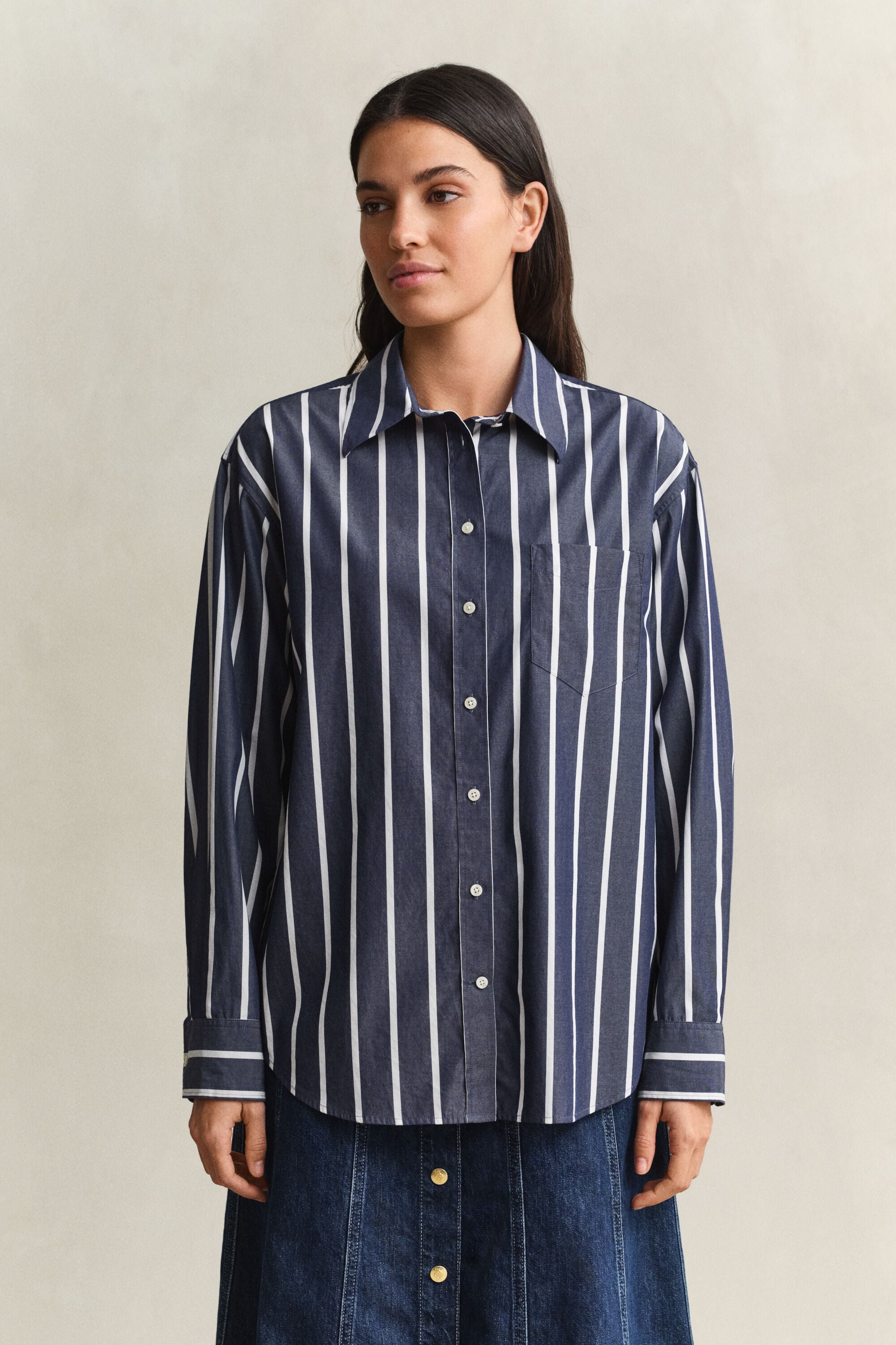 Relaxed Fit klassiek gestreept overhemd van poplin
