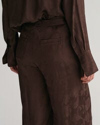 Jacquard broek met wijde pijp en kant