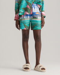 Scenery-print short met trekkoordje