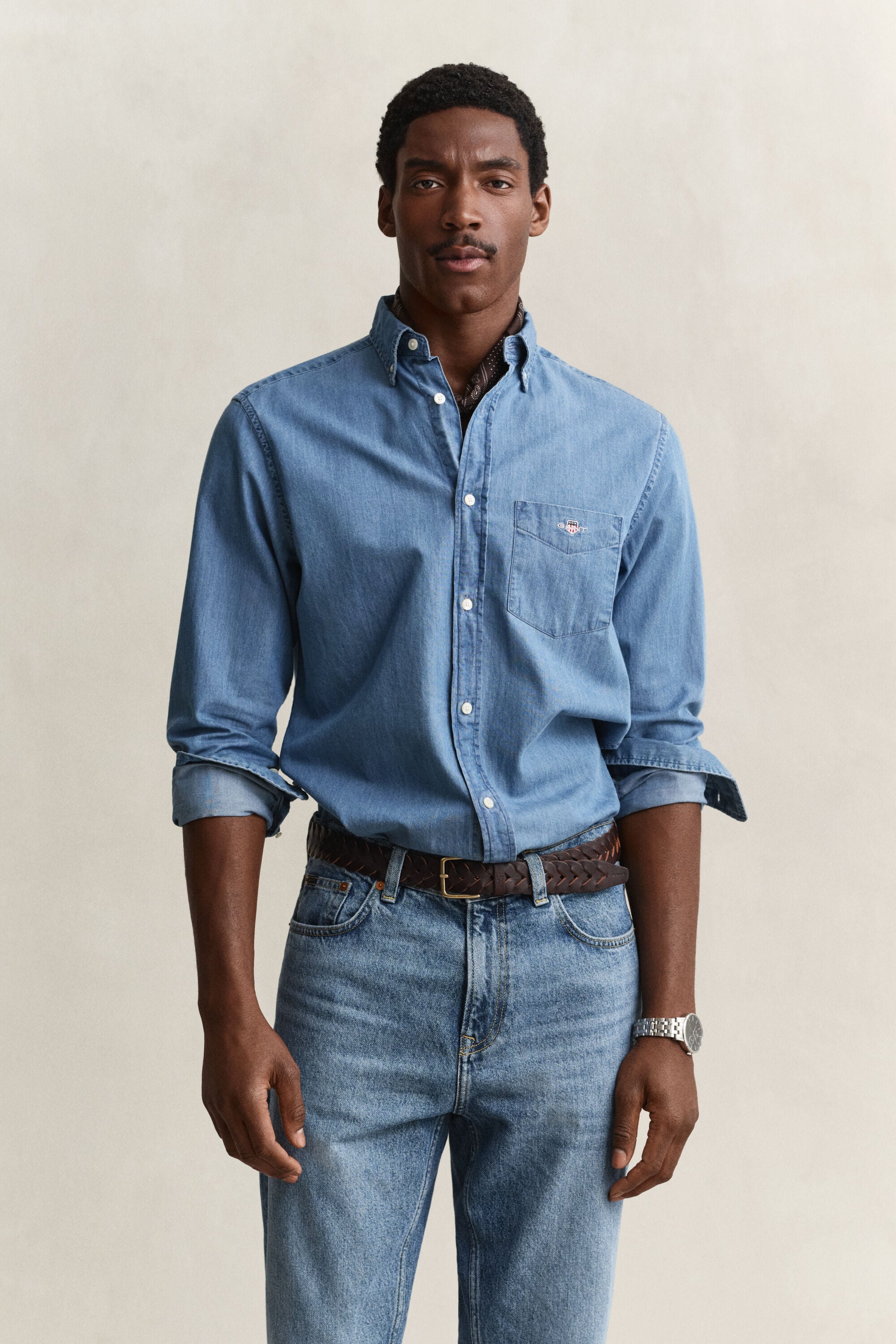 Regular Fit indigo overhemd