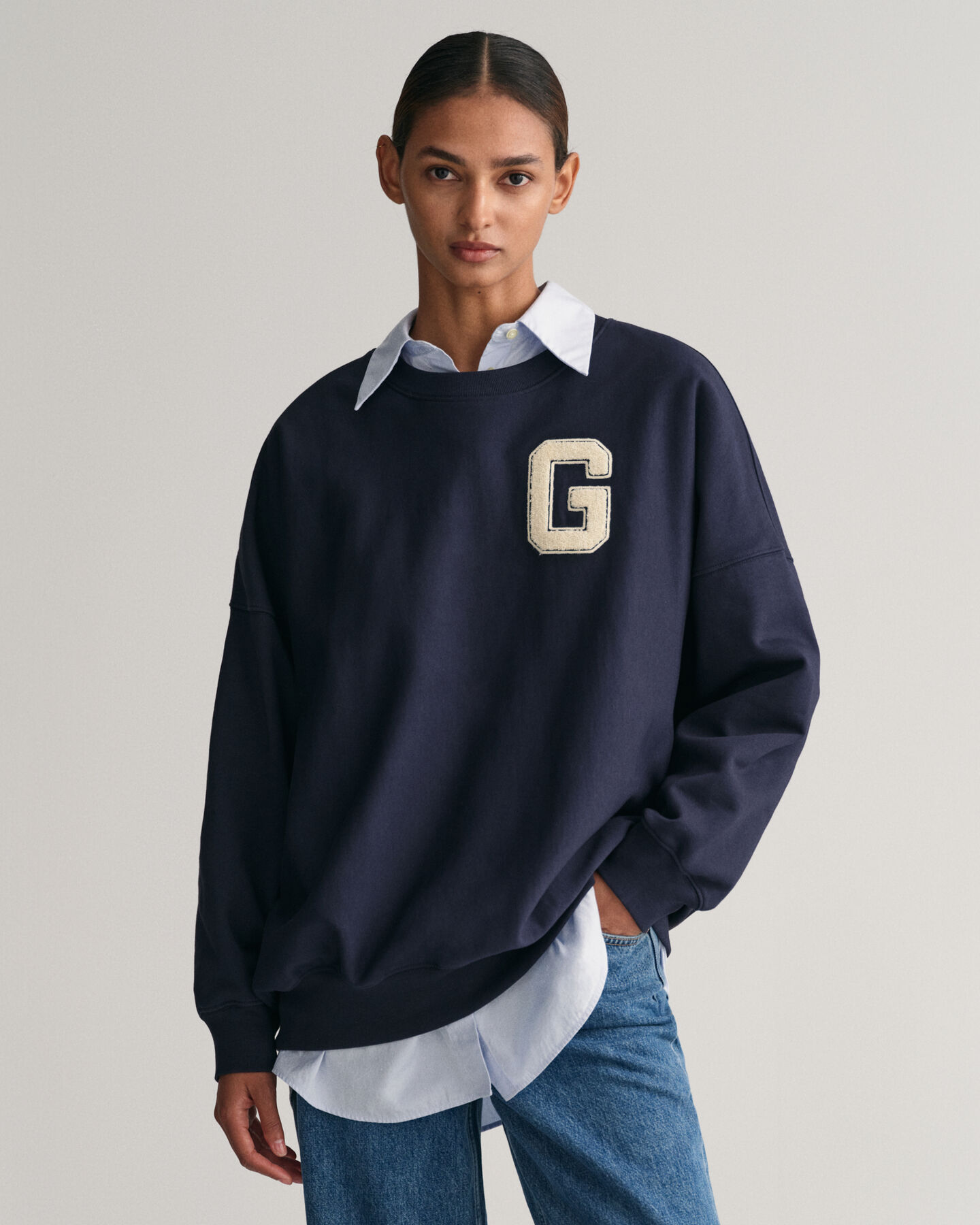 Oversized G-sweatshirt met ronde hals